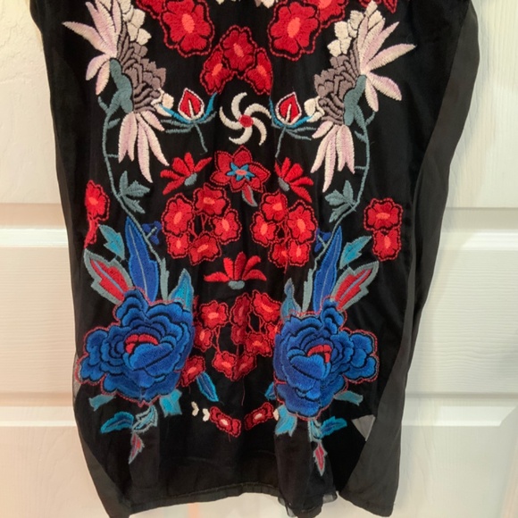 Johnny Was Biya Embroidered Black Teesha Boho Tunic Dress Size Small - Picture 5 of 10